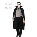 İthalat® Siyah Renk Yakalı 120 Cm Pelerin Beyaz Anonim Maske