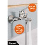 İtimat Banyo Bataryası, Pirinç Gövde, Krom Kaplama, Duvar Tipi, Duş Çıkışlı Musluk