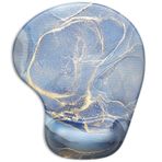 ITNRSIIET Jel Bilek Destekli Ergonomik Mouse Pad Bilek Desteği Pürüzsüz Yüzey Kaymaz PU Taban Rahat Ofis Malzemeleri Ağrı Kesici, 9,5 x 8 inç, Mavi Mermer Doku