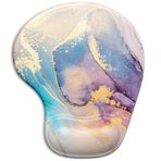 ITNRSIIET Jel Bilek Destekli Ergonomik Mouse Pad Bilek Desteği Pürüzsüz Yüzey Kaymaz PU Taban Rahat Ofis Malzemeleri Ağrı Kesici, 9,5 x 8 inç, Soyut Mermer Doku