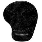 ITNRSIIET Jel Bilek Destekli Ergonomik Mouse Pad Bilek Desteği Pürüzsüz Yüzey Kaymaz PU Taban Rahat Ofis Malzemeleri Ağrı Kesici, 9,5 x 8 inç, Topografik Kontur Siyah