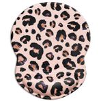 ITNRSIIET Jel Bilek Destekli Ergonomik Mouse Pad Küçük Bilek Desteği Pürüzsüz Yüzey Kaymaz PU Taban Rahat Ofis Malzemeleri Ağrı Kesici, 22,1 x 18,2 cm, Leopar Siyah Mor