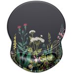 ITNRSIIET Jel Bilek Destekli Ergonomik Mouse Pad Küçük Bilek Desteği Pürüzsüz Yüzey Kaymaz PU Taban Rahat Ofis Malzemeleri Ağrı Kesici, 8,7 x 7,25 inç, Kır Çiçeği
