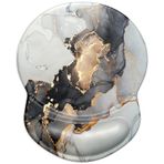 ITNRSIIET Jel Bilek Destekli Ergonomik Mouse Pad Küçük Bilek Desteği Pürüzsüz Yüzey Kaymaz PU Taban Rahat Ofis Malzemeleri Ağrı Kesici, 8,7 x 7,25 inç, Mürekkep Ebru