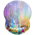 ITNRSIIET Jel Bilek Destekli Ergonomik Mouse Pad Küçük Bilek Desteği Pürüzsüz Yüzey Kaymaz PU Taban Rahat Ofis Malzemeleri Ağrı Kesici, 8,7 x 7,25 inç, Sanat Çiçeği