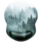 ITNRSIIET Jel Bilek Destekli Ergonomik Mouse Pad Küçük Bilek Desteği Pürüzsüz Yüzey Kaymaz PU Taban Rahat Ofis Malzemeleri Ağrı Kesici, 8,7 x 7,25 inç, Sis Ormanı