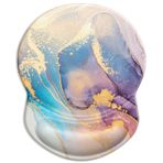 ITNRSIIET Jel Bilek Destekli Ergonomik Mouse Pad Küçük Bilek Desteği Pürüzsüz Yüzey Kaymaz PU Taban Rahat Ofis Malzemeleri Ağrı Kesici, 8,7 x 7,25 inç, Soyut Mermer Doku