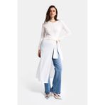 it's basic Kadın Beyaz Belden Bağlamalı Maxi Boy Tunik, M,%100 Organik Kumaş