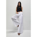 it's basic Kadın Beyaz Palazzo Fit Keten Pantolon, S