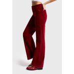 it's basic Kadın Bordo 29w5-35 Straight Cropped Fit Elastan Velvet Kadife Kumaş Pantolon