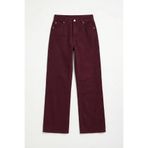 it's basic Kadın Bordo Doris Straight Fit Yüksek Bel%100 Koton Denim Jean, 34 Beden