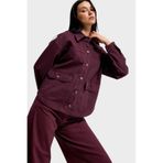 it's basic Kadın Bordo Oversize Parlak Taşlı Denim Ceket, S