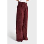 it's basic Kadın Bordo Palazzo Fit Pileli Velvet Pantolon, 38 Beden