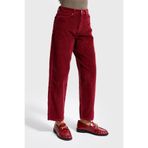 it's basic Kadın Bordo Renk 26w5-35 Relax Fit Kalın Fitilli Velvet Kadife Kumaş Pantolon