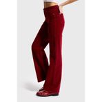 it's basic Kadın Bordo Straight Cropped Fit Elastan Velvet Kadife Pantolon, 34 Beden