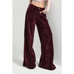 it's basic Kadın Bordo w5-35 Palazzo Fit Velvet Kadife Kumaş Pantolon