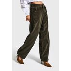 it's basic Kadın Haki Juniper Skater Fit Velvet Kadife Pantolon, 38 Beden