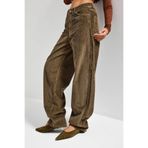 it's basic Kadın Haki Renk Cindy Skater Fit Bol Kesim Velvet Kadife Pantolon, 36 Beden