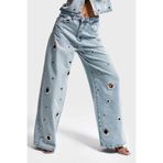 it's basic Kadın Ice 4s6-65 Baggy Fit Kuş Gözü Detaylı Özel Tasarım Denim Jean