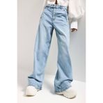 It's Basic Kadın Ice Barrel Yüksek Bel Fit Süper Bol Kesim Kemer Detaylı Denim Jean, 36 Beden, Ice Rengi