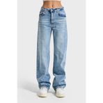 it's basic Kadın Ice Rengi Straight Fit Yüksek Bel Elastan Denim Jean, 42 Beden