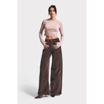 its basic Kadın Kahverengi 26w5-136 Palazzo Fit Esnek İnce Fitilli Velvet Kadife Kumaş Pantolon