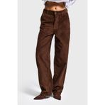 it's basic Kadın Kahverengi Skater Fit Velvet Kadife Pantolon, 38 Beden