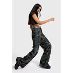 it's basic Kadın Kamuflaj Palazzo Fit Şerit Detaylı Pantolon, M