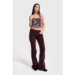 it's basic Kadın Koyu Bordo Flare Fit Velvet Pantolon, 34 Beden