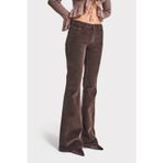 its basic Kadın Koyu Kahverengi 26w5-136 Low Waist Flare Fit İnce Fitilli Velvet Kadife Kumaş Pantolon