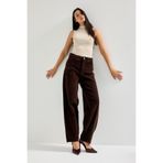 it's basic Kadın Koyu Kahverengi Skater Fit Velvet Kadife Pantolon, 38 Beden