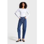 it's basic Kadın Koyu Mavi Renk Likralı Kumaş Mom Fit Denim Jean