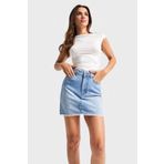 its basic Kadın Mavi Renk D2-S5-4 Dantel Detaylı Midi Boy 42 Cm %100 Koton Tasarım Denim Etek
