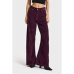 its basic Kadın Mor Renk 26w5-111 Straight Fit Yüksek Bel Kalın Fitilli Velvet Kadife Kumaş Pantolon