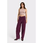 it's basic Kadın Mor Velvet Kadife Pantolon, Skater Fit, Esnek Kumaş, 40 Beden