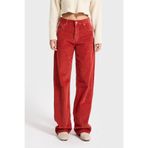 It's Basic Kadın Orange Lora Loose Fit Orta Bel Kalın Fitilli Velvet Kadife Kumaş Pantolon, 34 Beden, Turuncu