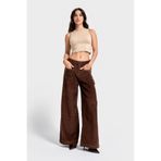 it's basic Kadın Palazzo Fit Cep Detaylı Kalın Fitilli Velvet Kadife Pantolon, Koyu Kahverengi, 36 Beden