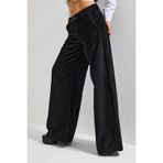 it's basic Kadın Palazzo Fit Fitilli Velvet Kadife Pantolon, Siyah, 40 Beden