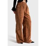 it's basic Kadın Palazzo Fit Pileli Velvet Pantolon, Kahve, 40 Beden