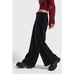it's basic Kadın Siyah Palazzo Fit Velvet Kadife Kumaş Pantolon, M
