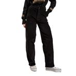 It's basic Kadın Siyah Renk 26w41 İnce Fitilli Kadife Kumaş Skater Fit Pantolon Siyah 38