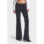 its basic Kadın Siyah Renk 26w5-1 Low Waist Flare Fit İnce Fitilli Velvet Kadife Kumaş Pantolon