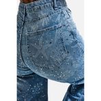 it's basic Kadın Straight Fit Jean, Kot Rengi, Parlak Taşlı Tasarım, 34 Beden