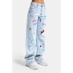 it's basic Kadın Straight Fit Nakışlı Tasarım Denim Jean, Ice, 40 Beden