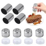 IUSOT 4 adet mini tuzluk seti, 5 ml tuzluk, kapaklı, paslanmaz çelik tuzluk, kapaklı, kamp, dış mekan mangalı, seyahat ve ev baharatları için, biberlik