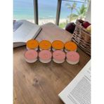 İV BLUE PURPLE 6'lı Turuncu ve Pudra Pembe Citronella ve Lavanta Karışımı Sineksavar Tealight Teneke Mum