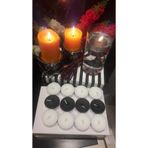 iv candles Iv Candles 6'lı Siyah Beyaz Maxi Büyük Tealight Mum SİYAH VE BEYAZ