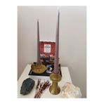 iv candles İV candles Bougie Candelabre 3'lü Açık Gri Büyük Boy Şamdan Mumu Açık Gri