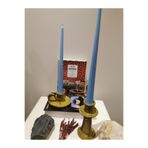 iv candles İV candles Bougie Candelabre 3'lü Bebe Mavisi Büyük Boy Şamdan Mumu Bebe Mavisi