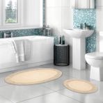 İva Home Collections Tiffany Oval 2'li Pamuklu Klozet Takımı Capuccino Banyo Paspas Seti